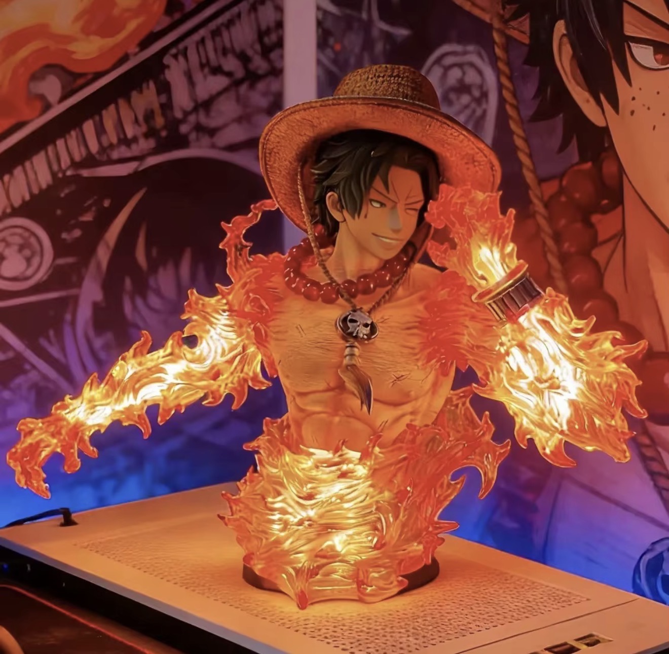 13 cm Fire Fist Ace Light Up LED Figure 3D printed collectible