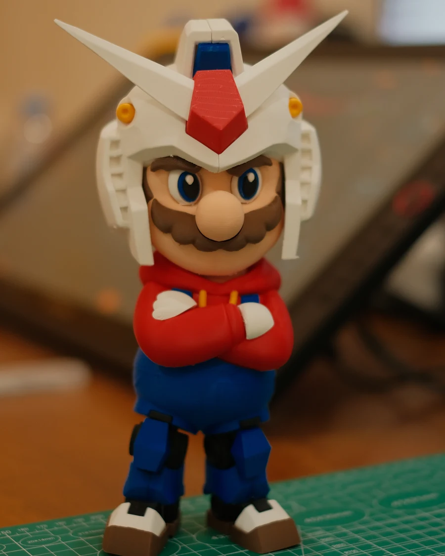 Gundam Mario Fan Art Mario X Gundam 3D printed collectible