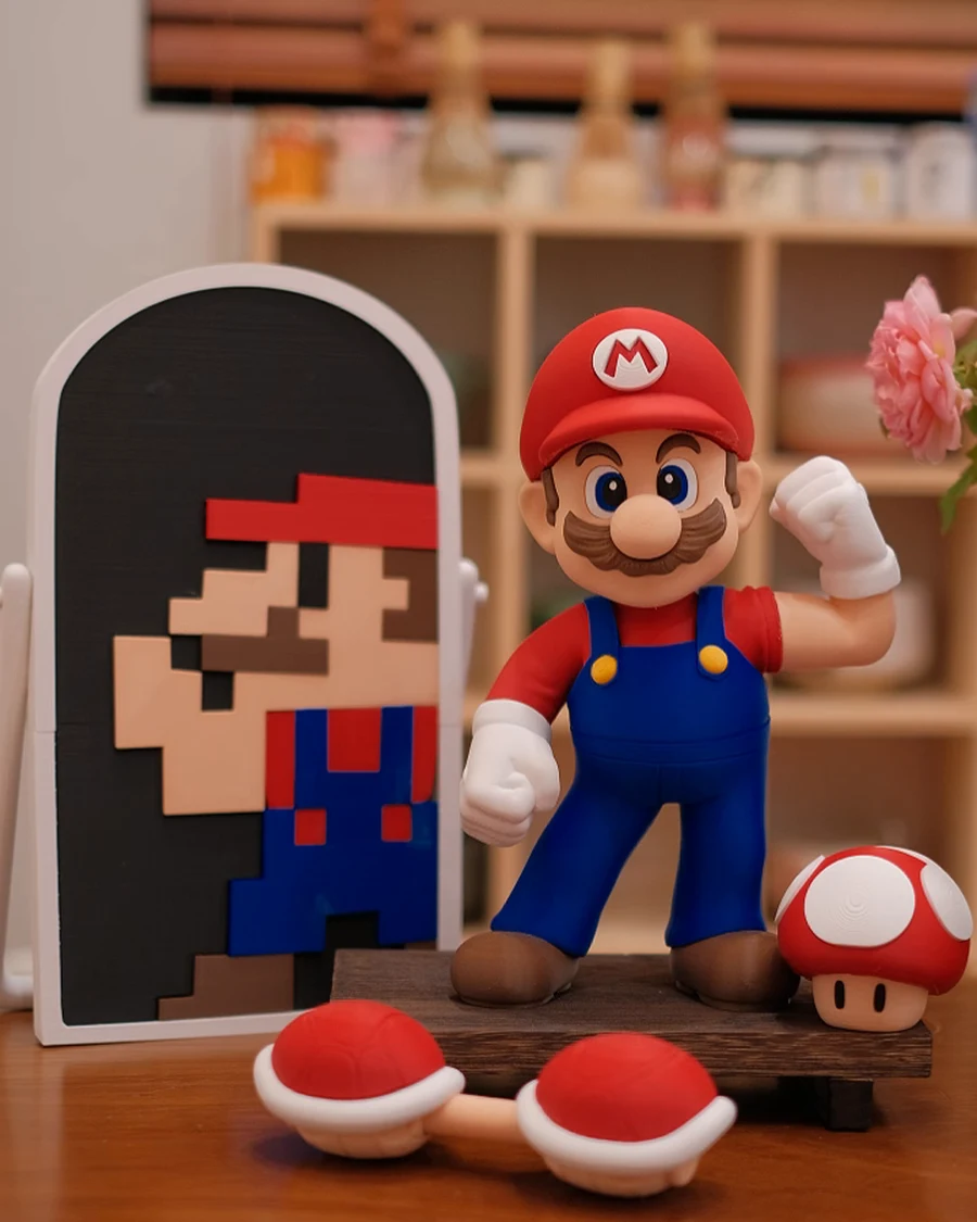 Mario's Evolution: Retro Mirror & Gym 3D Printable 3D printed collectible